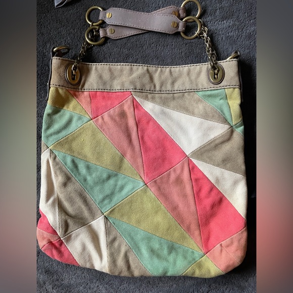 Fossil canvas geometric patchwork purse - Picture 2 of 3
